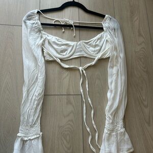 WHITE FOX White Long Sleeve Crop Top